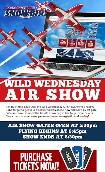 Herb Gillen Air Shows - Example Email Marketing for Canadian Forces Snowbirds - Wild Wednesday Air Show