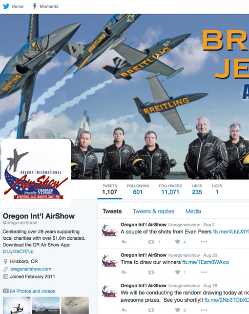 Example - Social Media Marketing for Oregon International Air Show